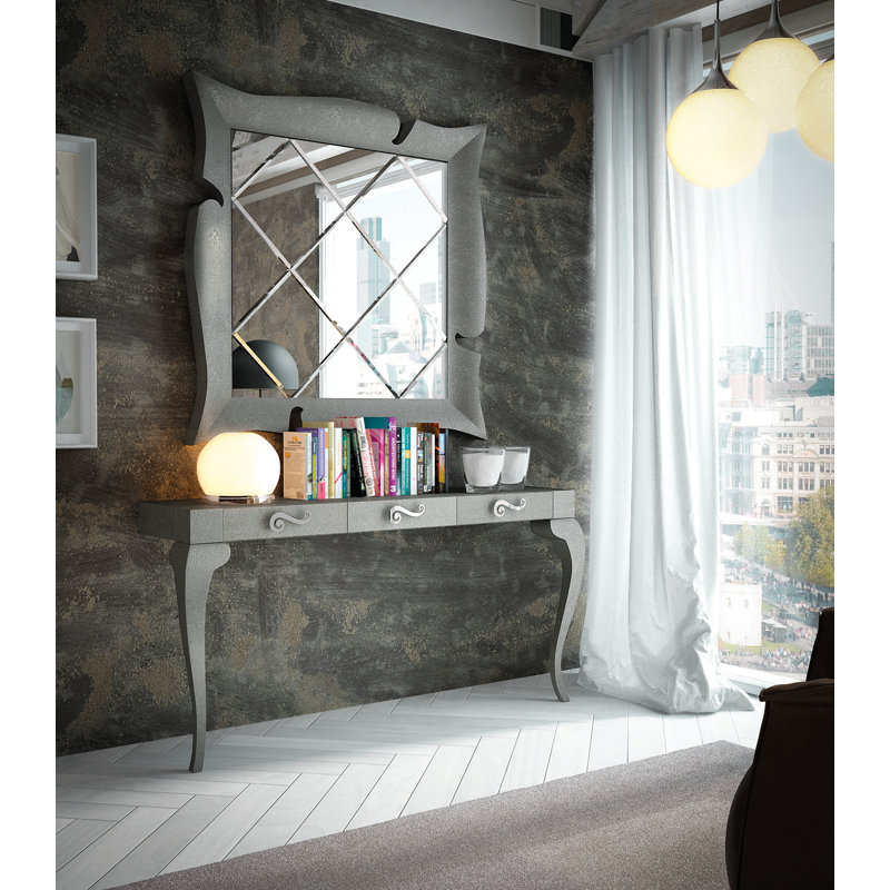 Saphire C11-18 avec Miroir, Argenté haute brillance, H 29,53 po x l 59,06 po x P 15,75 po