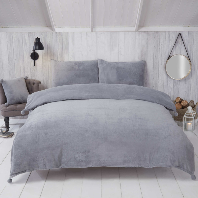 Parsifal Cotton Blend Solid Colour Bedding with Pillowcases Included, Double Duvet Cover + 2 Standard Pillowcases, Blush