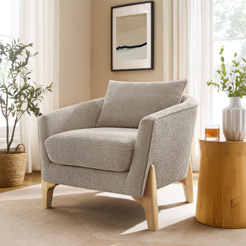 Kervin Upholstered Armchair, Natural, Camel Boucle