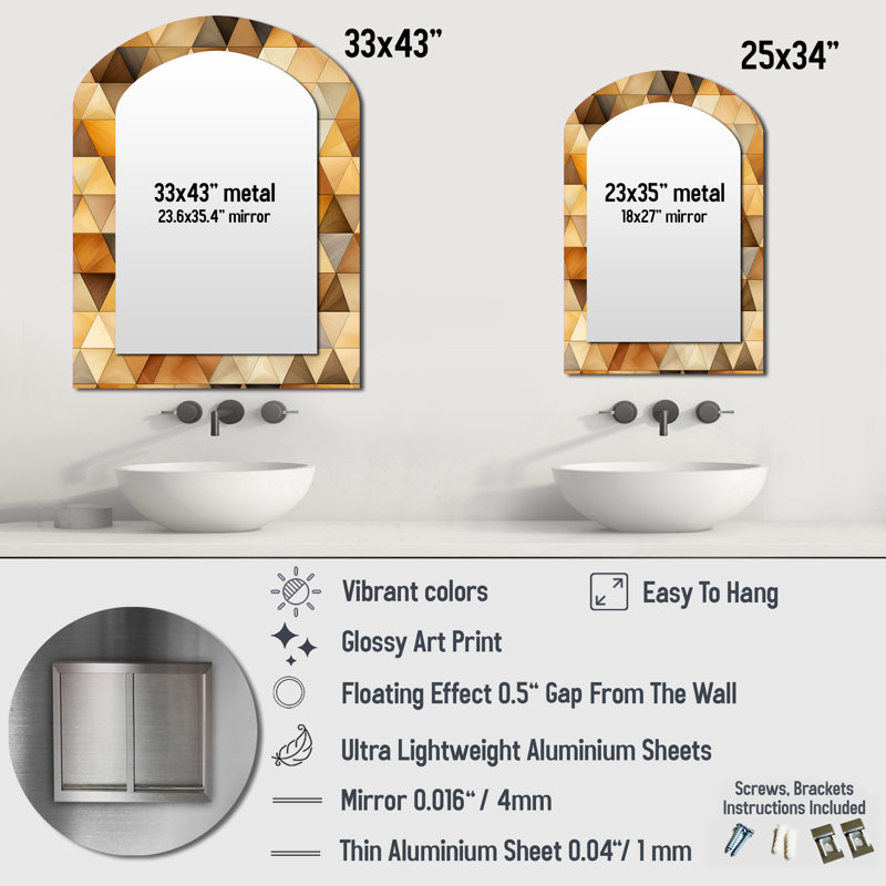 Miroir mural beige et brun, 43 po x 33 po