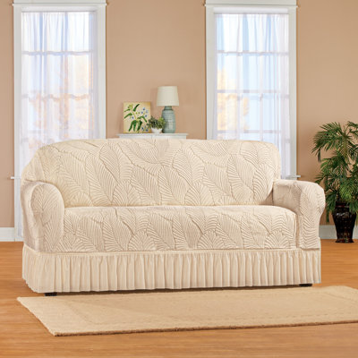 Textured Leaf Design Ruffled Skirt Slipcover