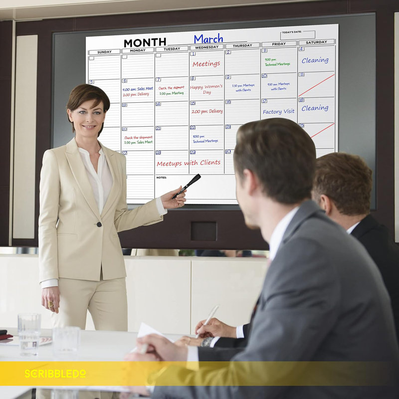 Large 36"x48" White Board Calendar Dry Erase Calendar For Wall Big Dry Erase Wall Calendar 