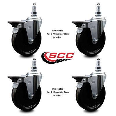 ½ Inch Threaded Stem Caster with Brake