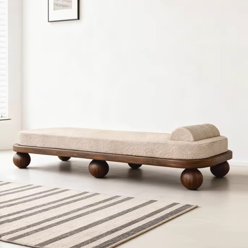 Banc rembourré blanc, Blanc, Brun