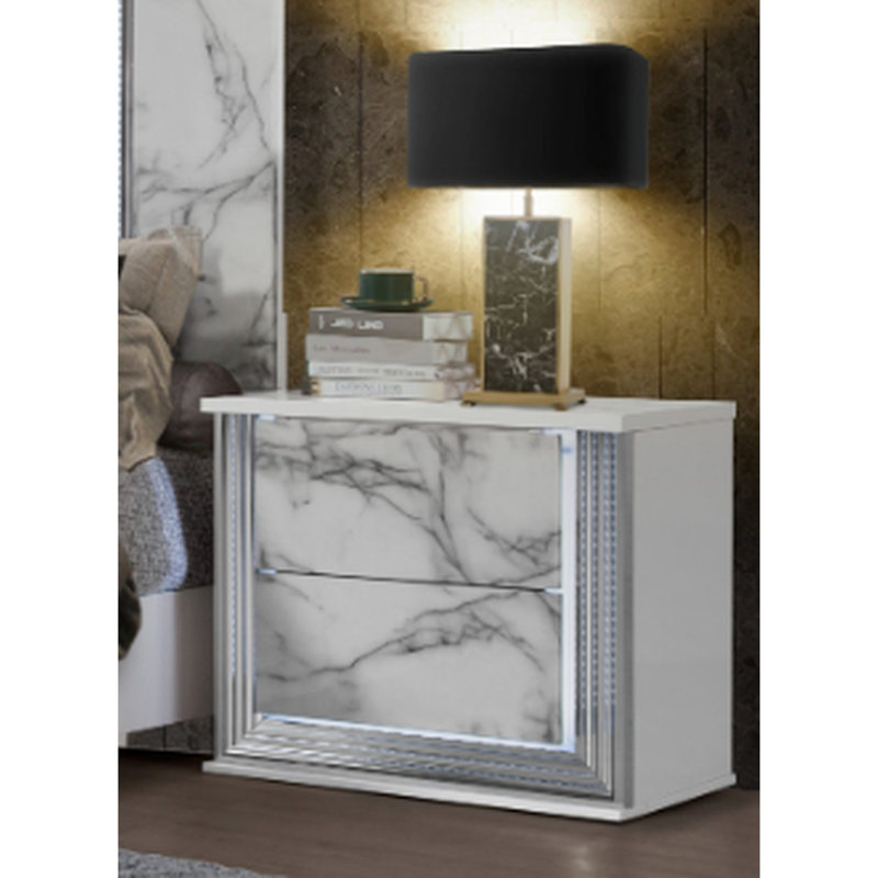 MOON WHITE MARBLE LED Nightstand