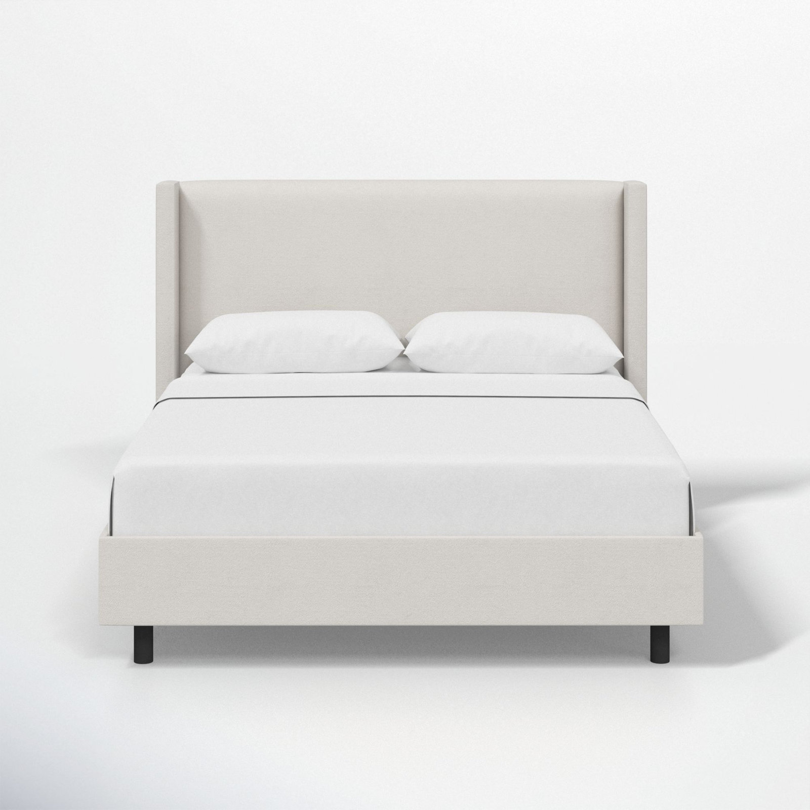 Hanson Upholstered Wingback Platform Bed, California King, Bella Light Gray Performance Velvet
