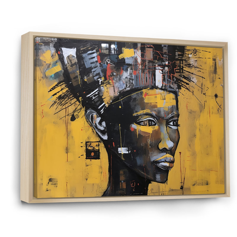 Warrior Queen Contemporary African, H 24 po x l 32 po x P 1 po, Cadre naturel flottant