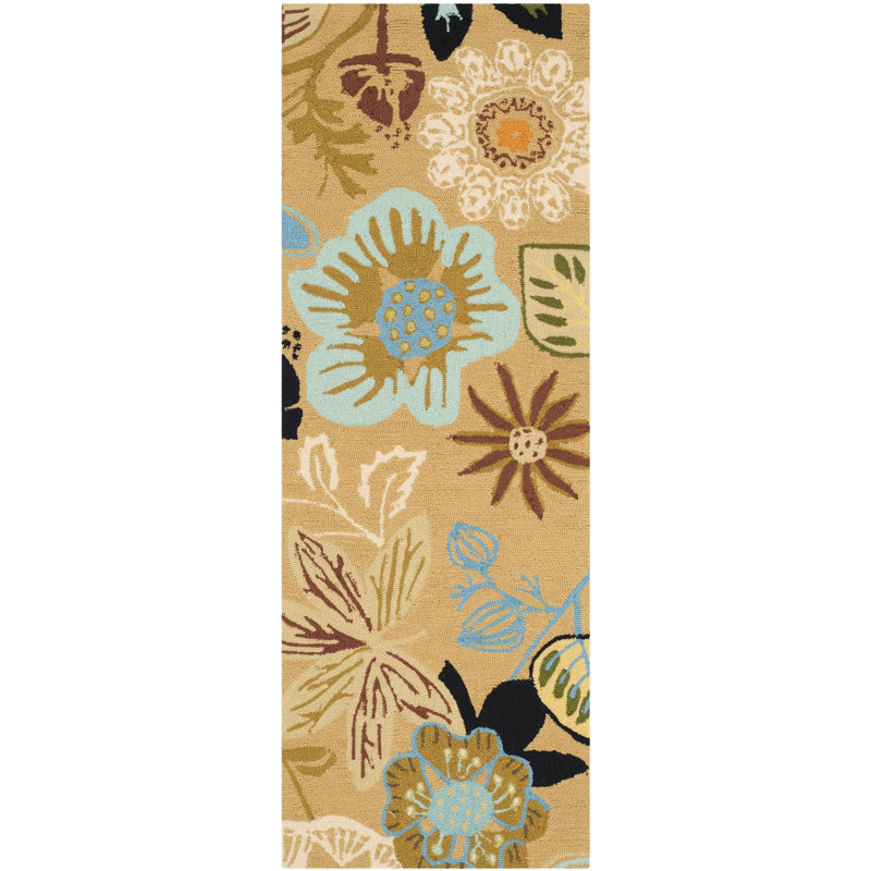Doyle Hand Hooked Performance Floral Rug, Runner 2' x 6'