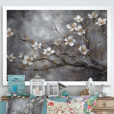 Harmonie II - art floral mural blanc