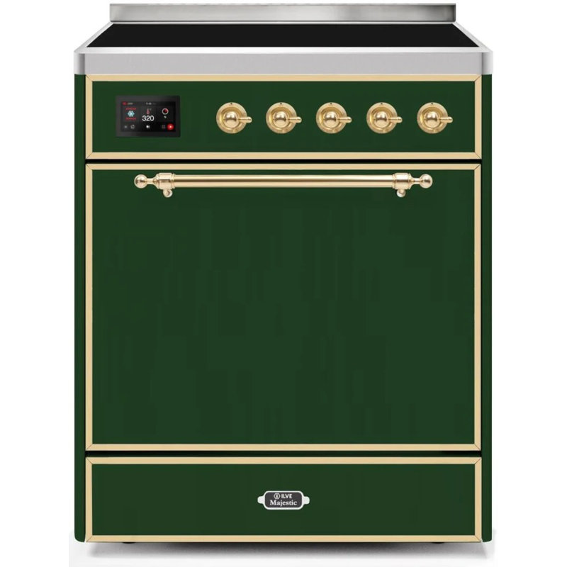 ILVE Majestic II 30 in Induction Range, Emerald Green/Brass
