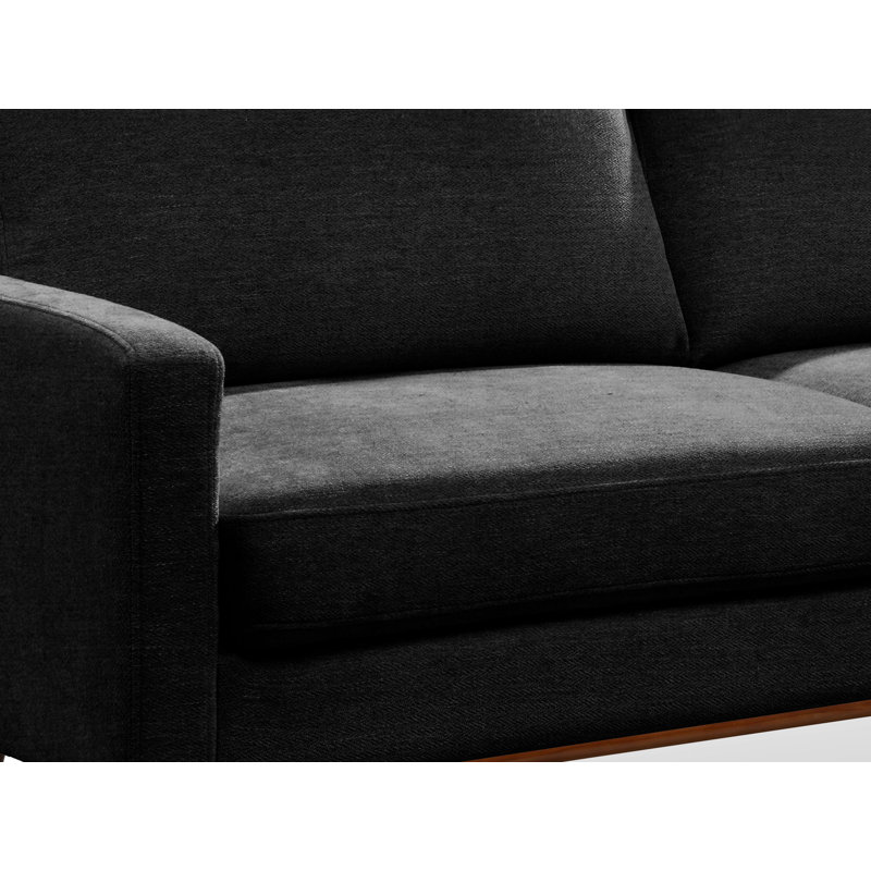 58'' Chenille Square Arm Sofa Loveseat, Charcoal 100% Polyester