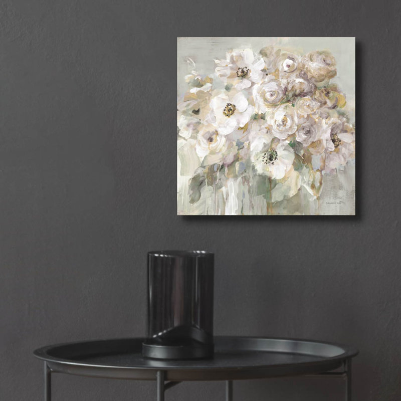 Art mural en verre «Blush Bouquet Neutral» par Danhui Nai, H 12 po x l 12 po x P 0,13 po
