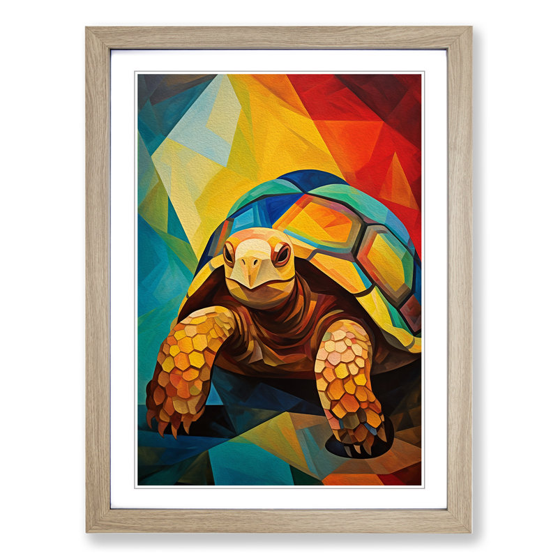 Tortoise Cubism - Framed Print, Oak , 46cm H x 34cm W x 2cm D