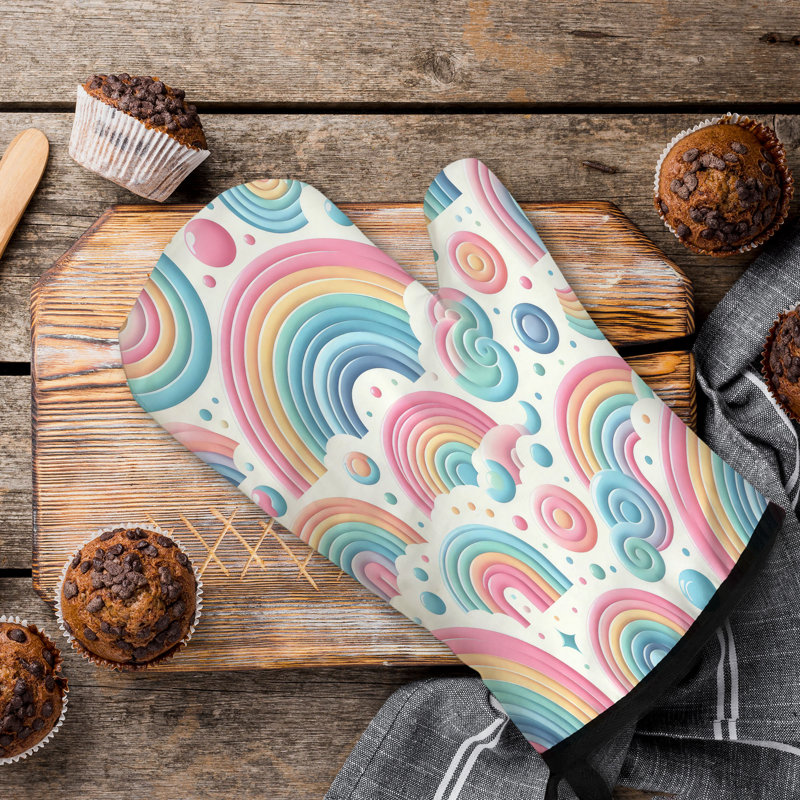 Rainbow Abstract Oven Mitt Cotton Twill