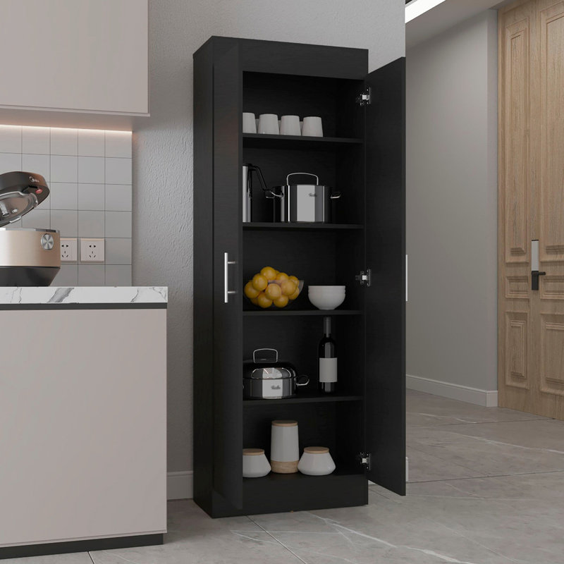 Garde-manger noir avec 5 tablettes - Armoire optionnelle pour tablettes, Noir