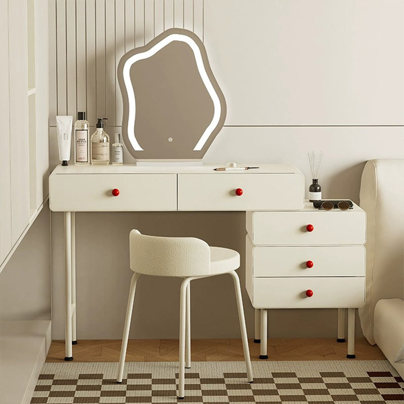 Coiffeuse avec miroir lumineux, 5 tiroirs, 1 chaise