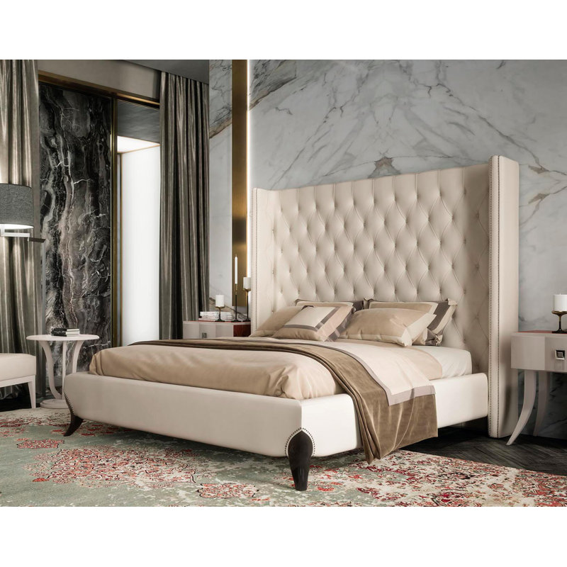 King Tufted Upholstered Low Profile Standard Bed