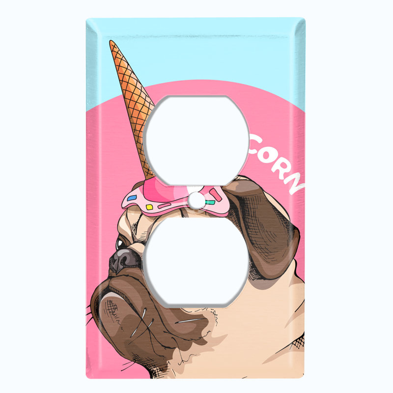 Plaque murale 2 prises Pugicorn Dog Ice Cream