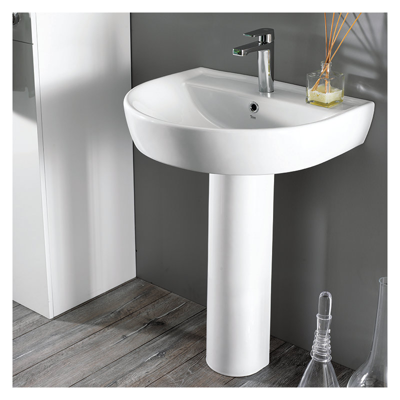 CeraStyle By Nameeks Bella White Ceramic Specialty Bathroom Sink with Overflow, Single Hole