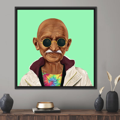 Mahatma Gandhi Graffiti Wall Art - Famous Indian Peace Hipster Canvas Print Gift