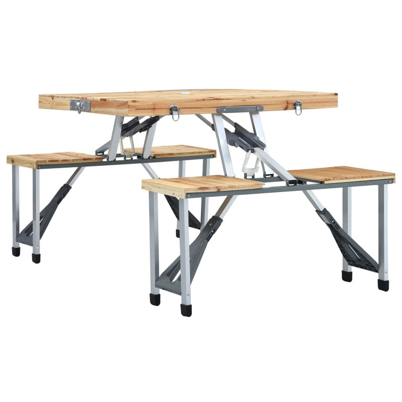 Kamile 85.5cm Solid Wood Rectangular Folding Table with 2 Chairs