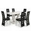 Ensemble de salle à manger contemporain 7 pièces avec table rectangulaire sur pied en faux marbre et chaises en similicuir-549078954-549078955