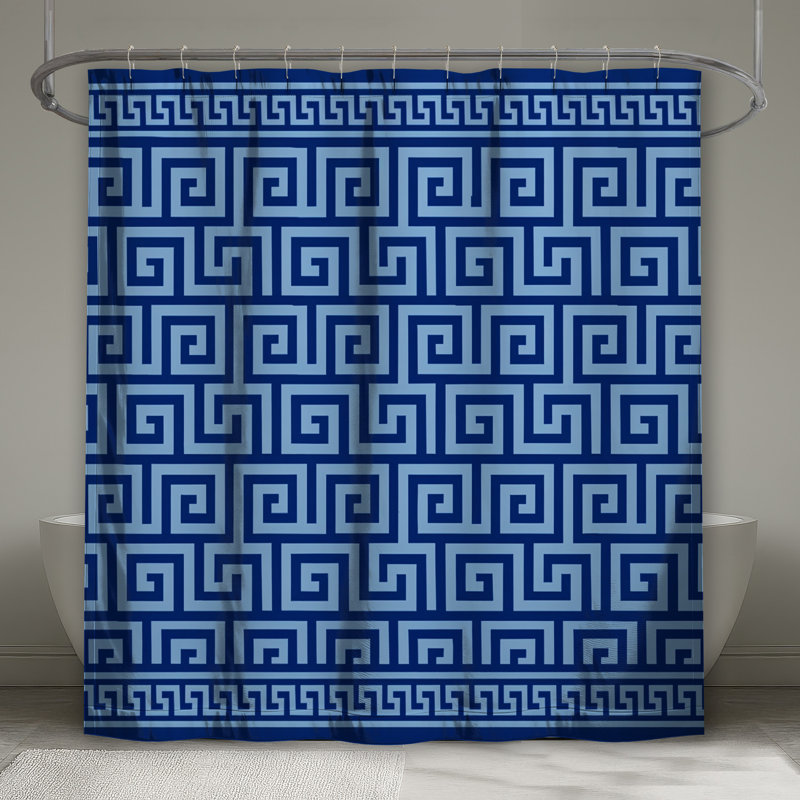 Rideaux de douche à motif de clé grecque extra longs, 70in W x 72in H