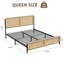 Cadre de lit naturel avec tête et pied de lit en rotin, cadre de matelas Boho sans sommier, cadre de lit en bois facile à assembler et sans bruit-895327655