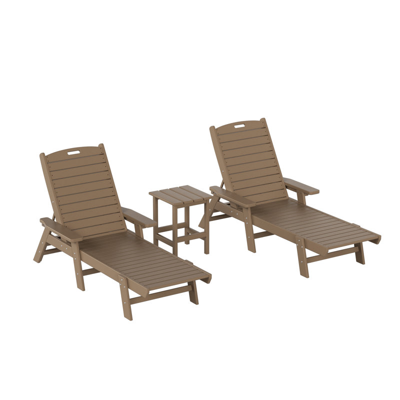 Laguna Outdoor Chaise Lounge with Table, Weatheredwood