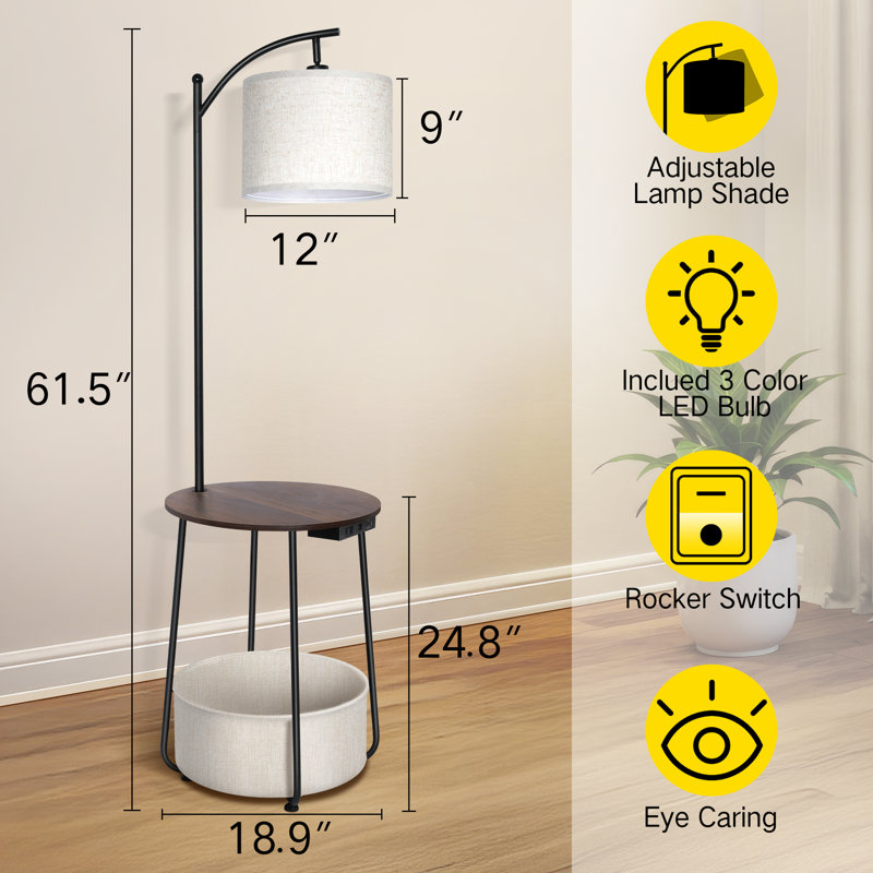 Lampe de table sur pied 62 "Zoulla, Noyer