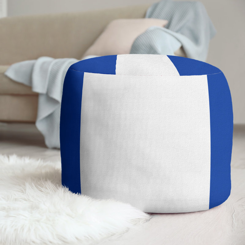 Repose-pieds cubique rond à rayures 20,5", Bleu / Blanc / Bleu