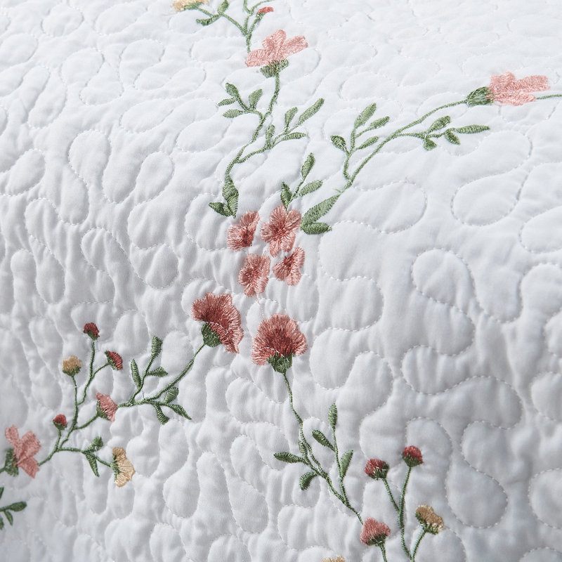 Ensemble de courtepointe à broderie florale 3 pièces Alana, 106X96"