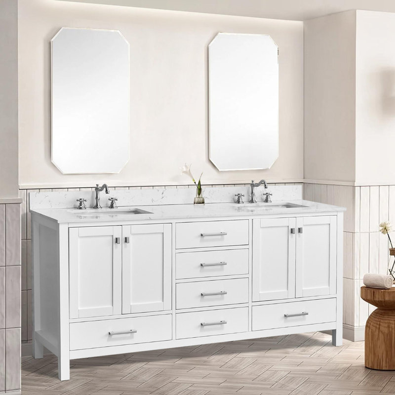Meuble-lavabo double 72 po avec lavabo sur pied