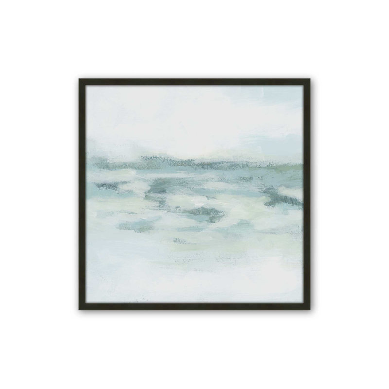 Gentle Aqua Ocean II Canvas Print in a  Frame, 17.5'' H x 17.5'' W, Satin Black Open Corner Framed