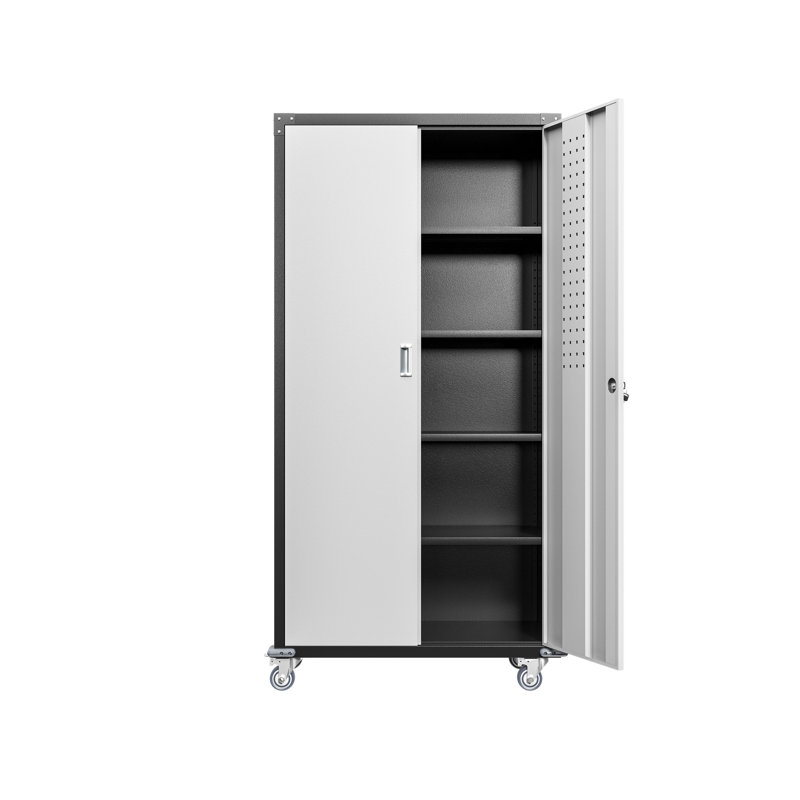 Metal Garage Storage Cabinet With 4 Adjustable Shelves And Locking Doors - Organize Your Space 71'' Tall Home Use
