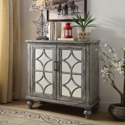 2-Door Console Table for Living Room - Weathered Grey