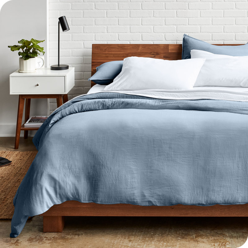 Dusty Blue Ultra-Soft Microfiber Queen Duvet Cover Set