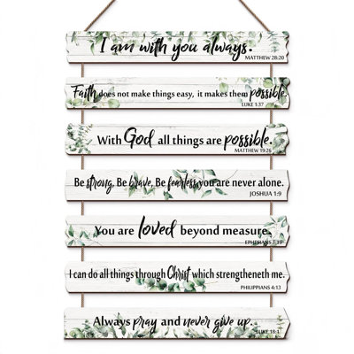 Rustic Wooden Wall Art with Bible Verse Christian Inspirational Wall Decor for Church Office Home Bathroom Living Room Kitchen