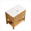 Armoire de rangement de salle de bain autoportante 30 po avec 2 portes à fermeture douce et tablette ouverte, plateau en pierre frittée blanc de Carrare, finition grain de bois, sans cuve incluse