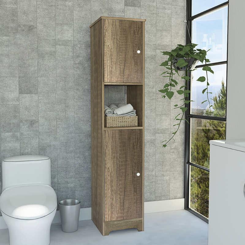 Armoire en lin de 14 po de largeur avec portes doubles, 4 tablettes intérieures et 2 armoires ibis, Chêne clair