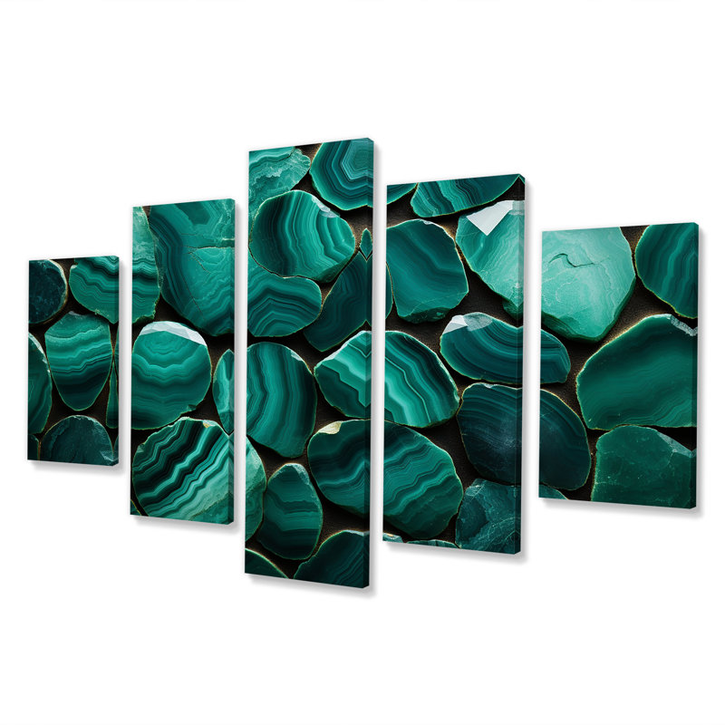 Green Emerald Amazonite Stone Geode II - Stone Geode Multipanel Wall Art