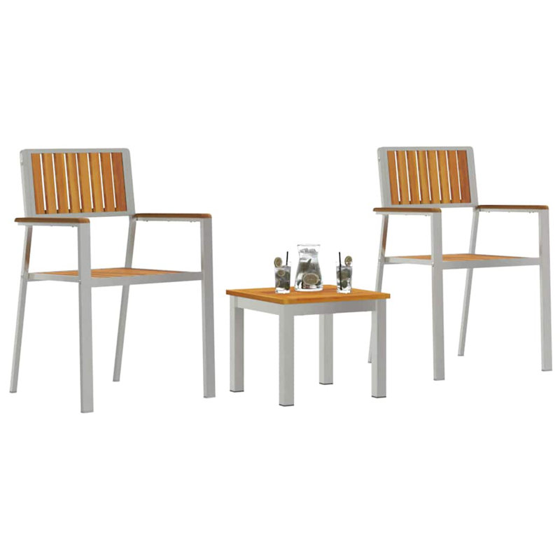 2 - Person Wood Patio Dining Set with Rectangular Table