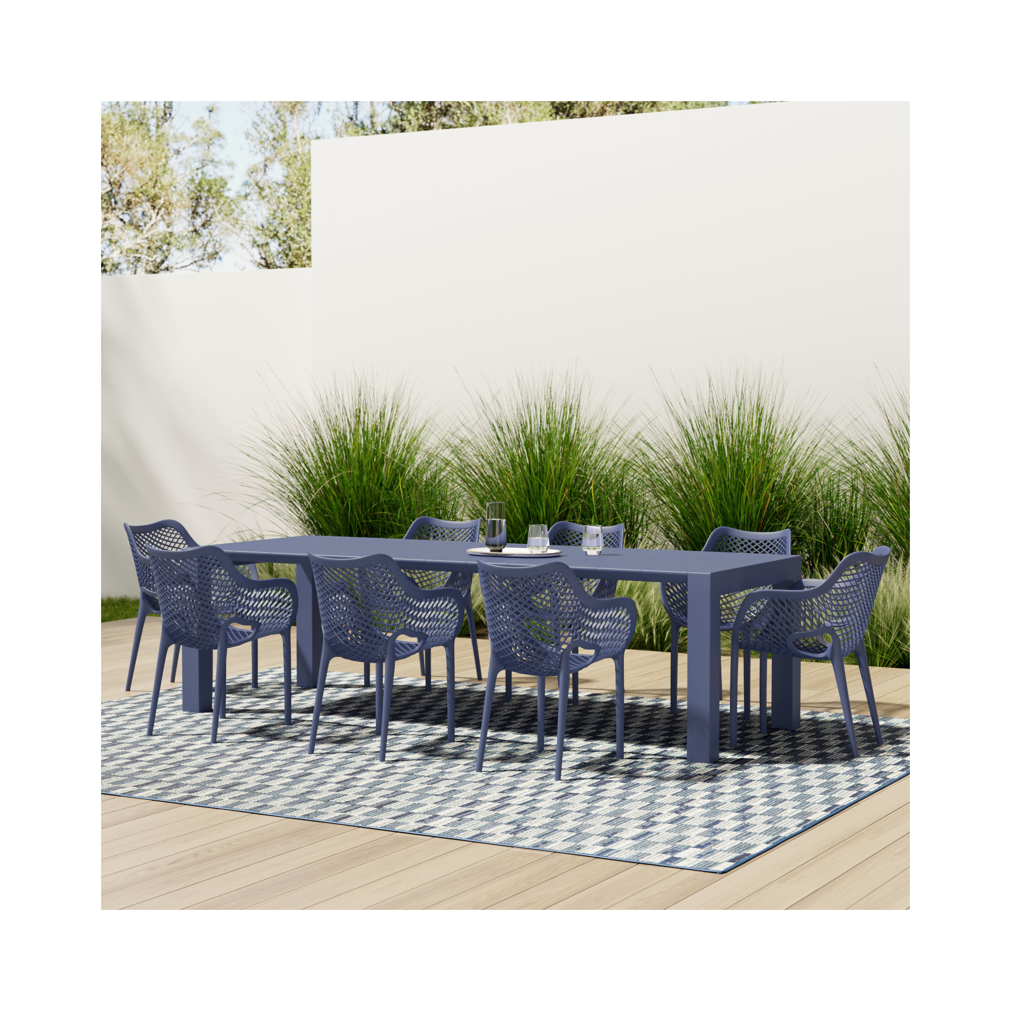 Farrah 102" Rectangular 8 - Person Dining Set, Dark Gray