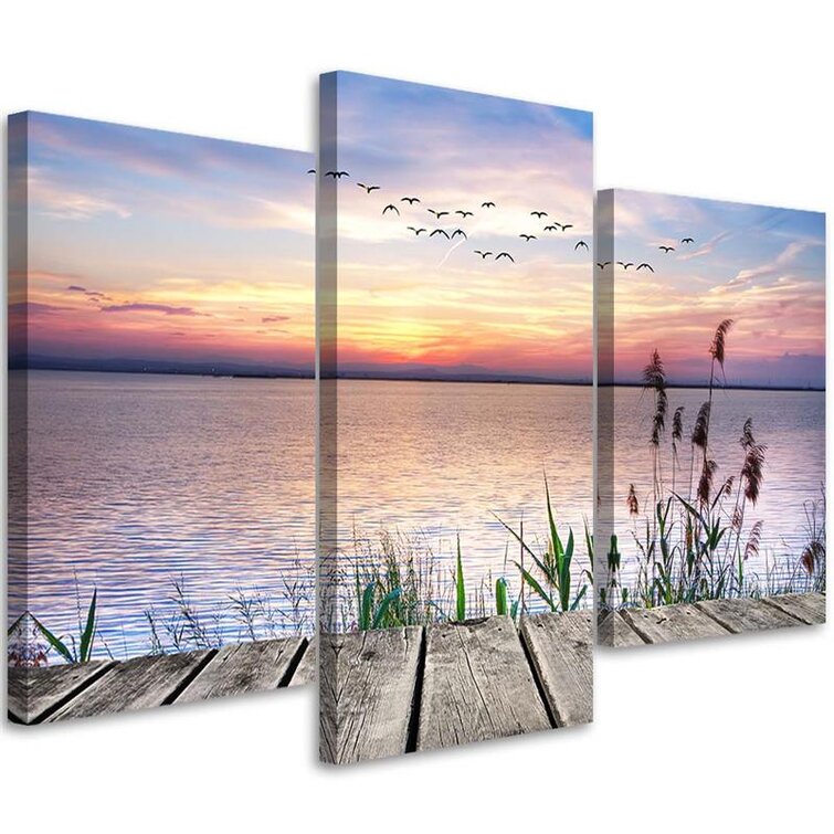 17 Stories 3-tlg. Leinwandbilder-Set Sunset on Water the
