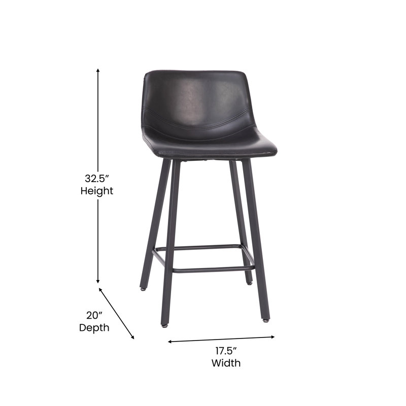 Tabouret de comptoir 24,5 po Brandy, Noir