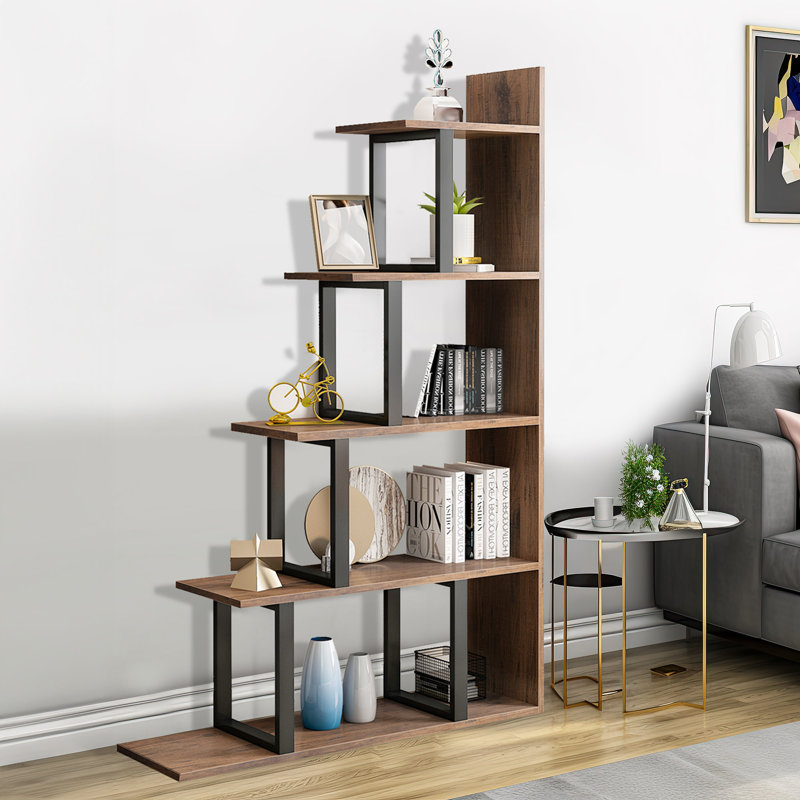Étagère à livres échelle autoportante H 63 "x l 40" Sorren, Brun rétro
