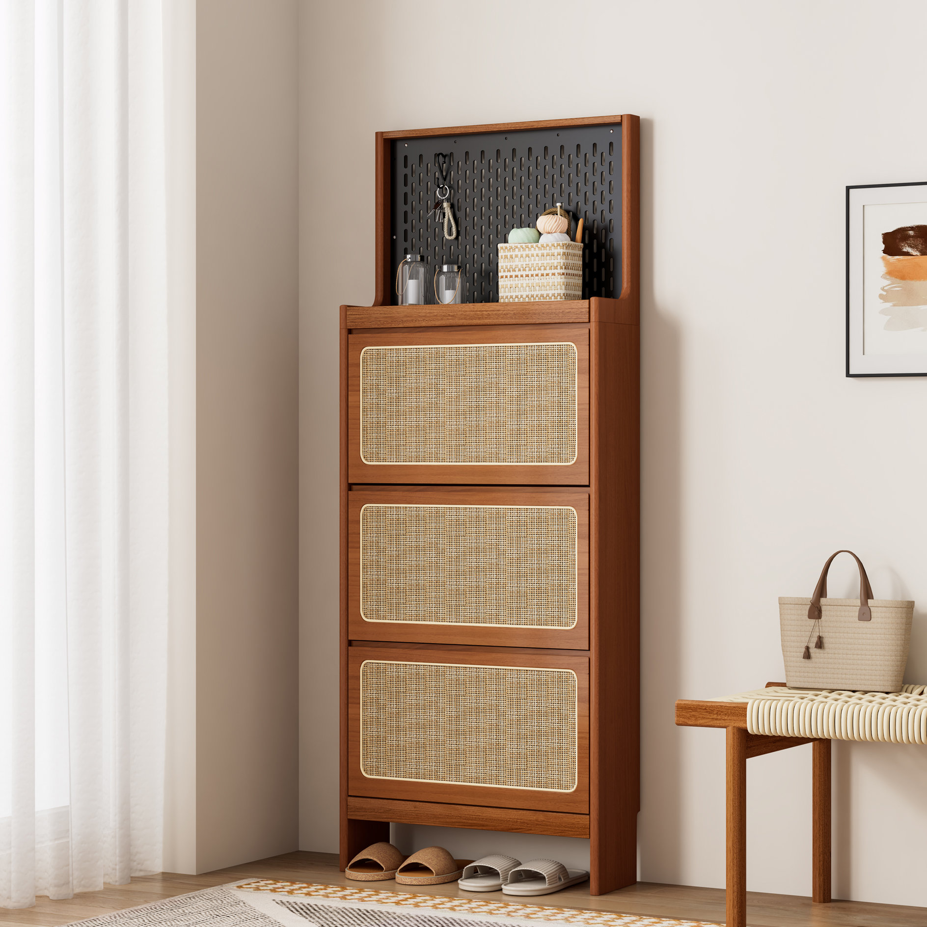 Bayou Breeze Free Standing Shoe Cabinet for Entryway | Wayfair