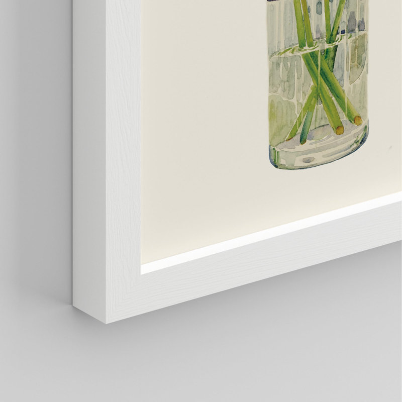 "Vase en verre et pastel rouge Calla Lily Jungle" sur papier, Blanc, H 14 po x l 11 po