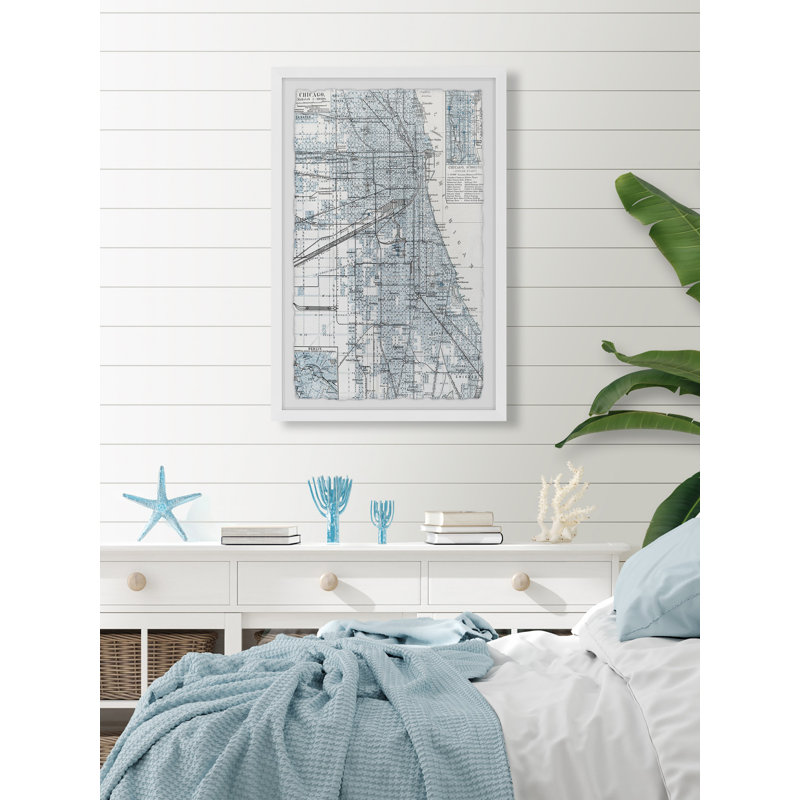 Carte de Chicago - impression encadrée sur papier, H 30 po x l 20 po x P 1,5 po