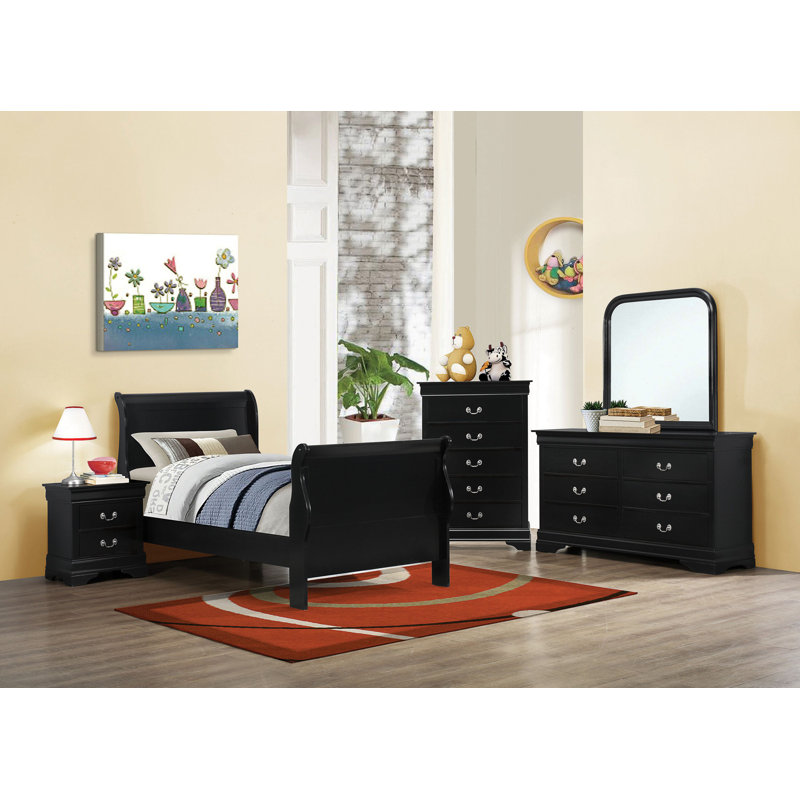 Daleyza Wood Twin Sleigh Bed Cappuccino, Twin, Cappuccino